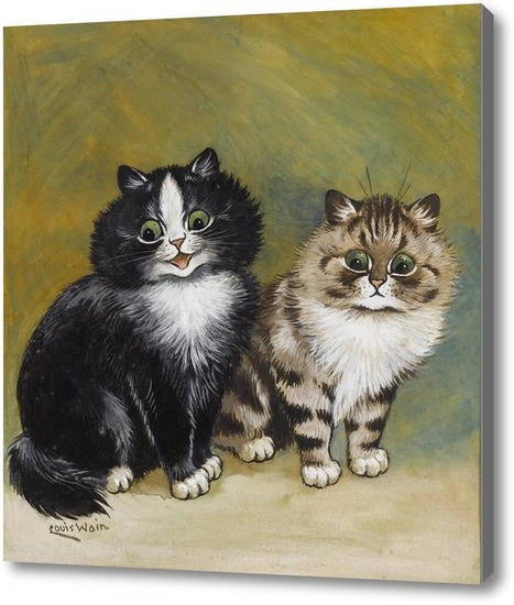 Репродукция картины Два маленьких котенка. Картина маслом на холсте Два  маленьких котенка