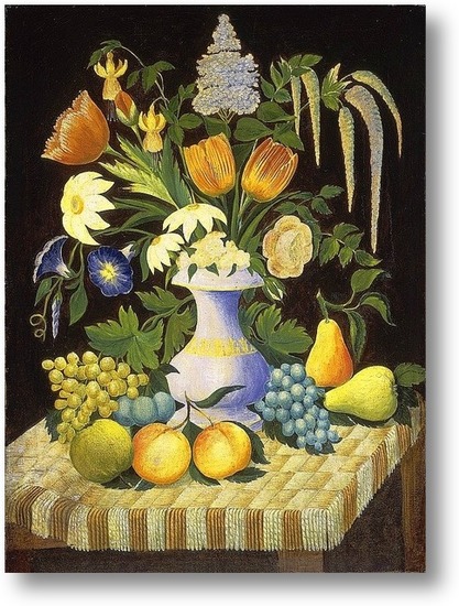 Репродукция картины Цветы и фрукты. Картина маслом на холсте Цветы и  фрукты