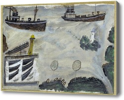 Картина Пароходы на входе в гавань