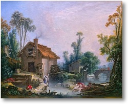 Картина Пейзаж с водяной мельницей