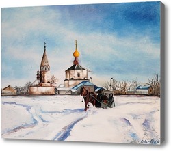 Картина Зима в деревне