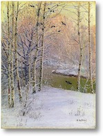 Картина Река и зимний лес
