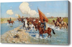 Картина Черкесские всадники, пересекающие реку
