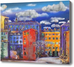 Картина Цветные дома Санкт-Петербурга