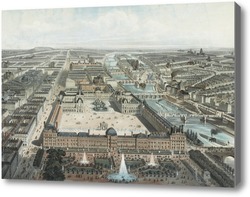 Картина Современный Париж. Тюильри, Лувр и улицей Риволи, вид из сада Тюильри