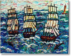 Картина Корабли в море.