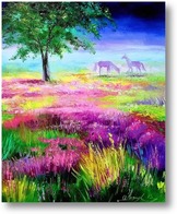 Картина Лошадки на цветущем лугу