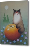 Картина Кот на яблоке