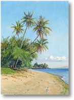 Картина Гавайский пляж с пальмами, 1932