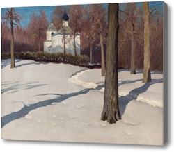 Картина Снежная дорога к церкви