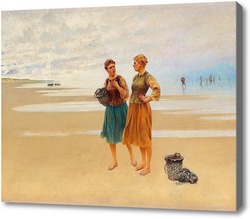 Картина Пляжная сцена с французскими рыбачками, Хагборг Август