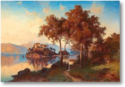 Купить картину Романтический горный пейзаж с фигурой.