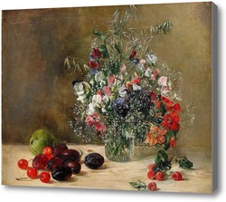 Картина Натюрморт с цветами и фруктами