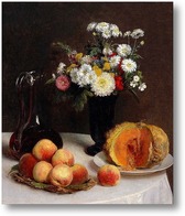 Картина Натюрморт с графином, цветы и плоды