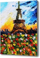 Картина Париж и тюльпаны