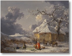 Картина Зимний пейзаж с фигурами