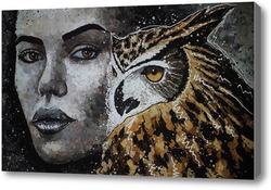 Картина девушка и сова