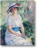 Картина Молодая девушка с голубым поясом