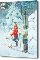 Картина Дети на лыжах