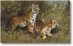 Картина Тигр в высокой траве