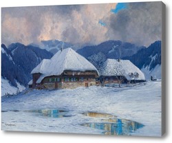 Картина Два дома в Шварцвальд, в зимний период.