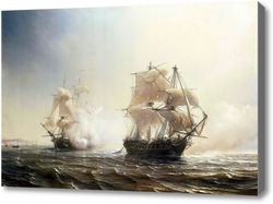 Купить картину Морской бой между французским и английским фрегатами Эмбускадом