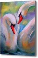 Картина Пара белых лебедей
