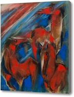 Картина Красные кони на синей траве