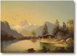 Картина Домик на озере