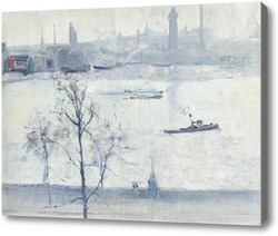 Картина Темза с храмом, Лондон, 1917