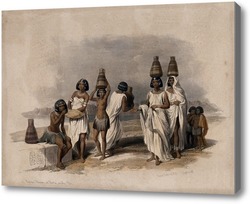 Картина Группа нубийских женщин и детей, отдыхающих у Нила в Корти, Судан