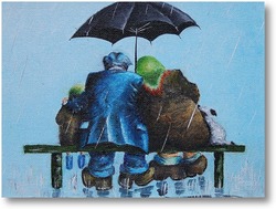 Картина Один зонт на четверых