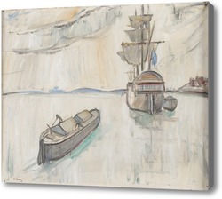 Картина Грузовое судно во главе остальных судов