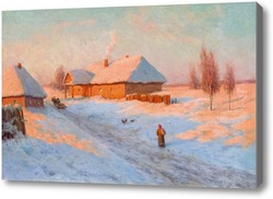 Картина Деревня в зимний период. 1910