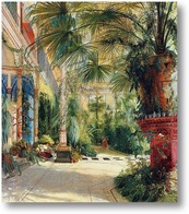 Картина Внутреннее часть дома пальмы