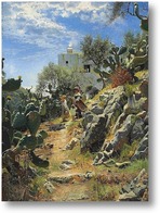 Картина В полдень плантации кактуса в Капри