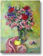 Картина Букет цветов с яблоком