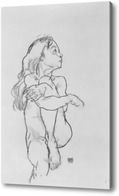 Купить картину Сидящая обнаженная девушка, 1918