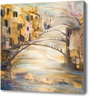 Купить картину Город, мосты и река