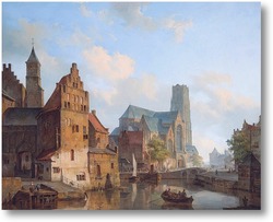 Купить картину Делфтси Ваарт и Санкт-Лоран-церкви в Роттердаме
