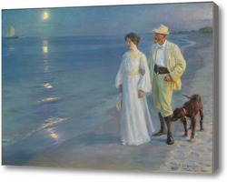Картина Летний вечер на пляже Скаген - художник и его жена 