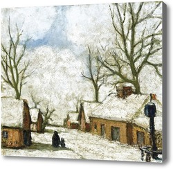 Картина Одиночество - деревня под снегом