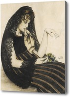 Картина Женщина с сигаретой и букетом