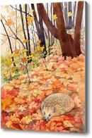 Картина Осень. Еж в листьях.