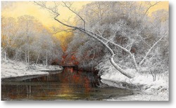 Картина Морозный зимний пейзаж