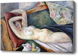 Картина Лежащая модель с грушами и розой. 1913
