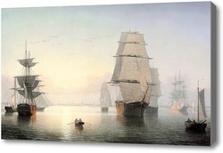 Картина Гавань Бостона на закате
