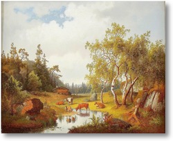 Картина Пейзаж с коровами