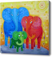 Картина Семья слонов