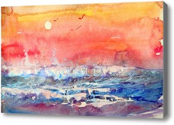 Картина Морской пейзаж в теплых тонах